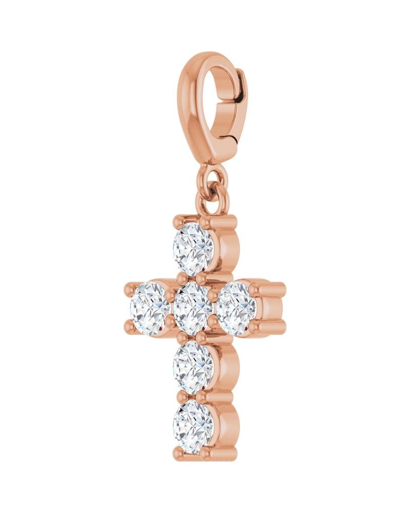 Pingente Cruz Cravejado em Ouro 14k com Diamantes de Laboratório – Modelo 11