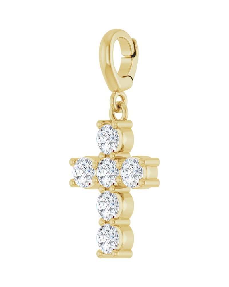 Pingente Cruz Cravejado em Ouro 14k com Diamantes de Laboratório – Modelo 11