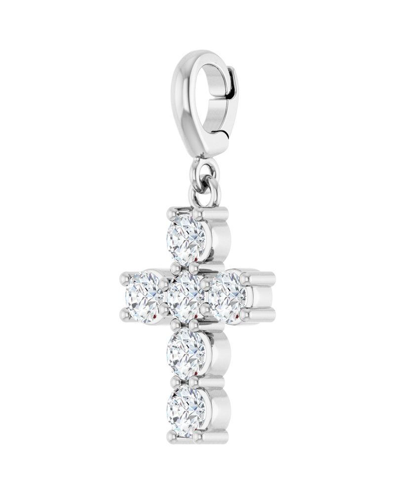 Pingente Cruz Cravejado em Ouro 14k com Diamantes de Laboratório – Modelo 11