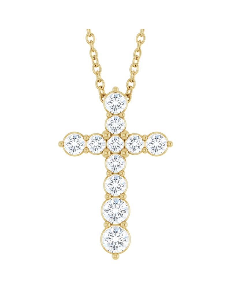 Colar Cruz Cravejado em Ouro 14k com Diamantes de Laboratório – Modelo 4