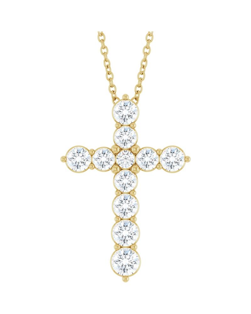 Colar Cruz Cravejado em Ouro 14k com Diamantes de Laboratório – Modelo 4