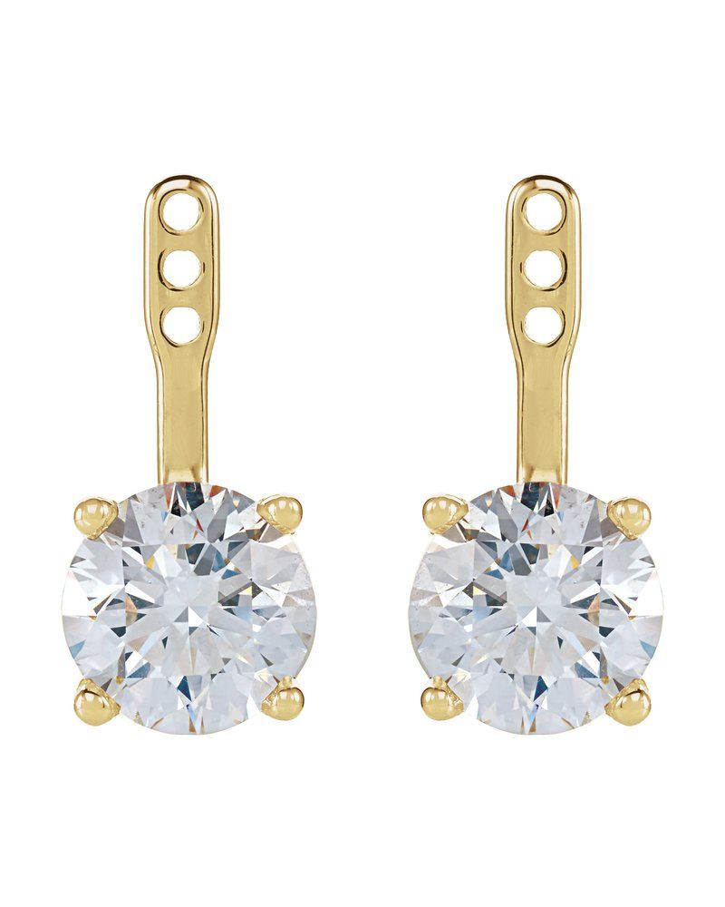 Jaqueta para Brinco Solitário em Ouro 14k com Diamantes de Laboratório