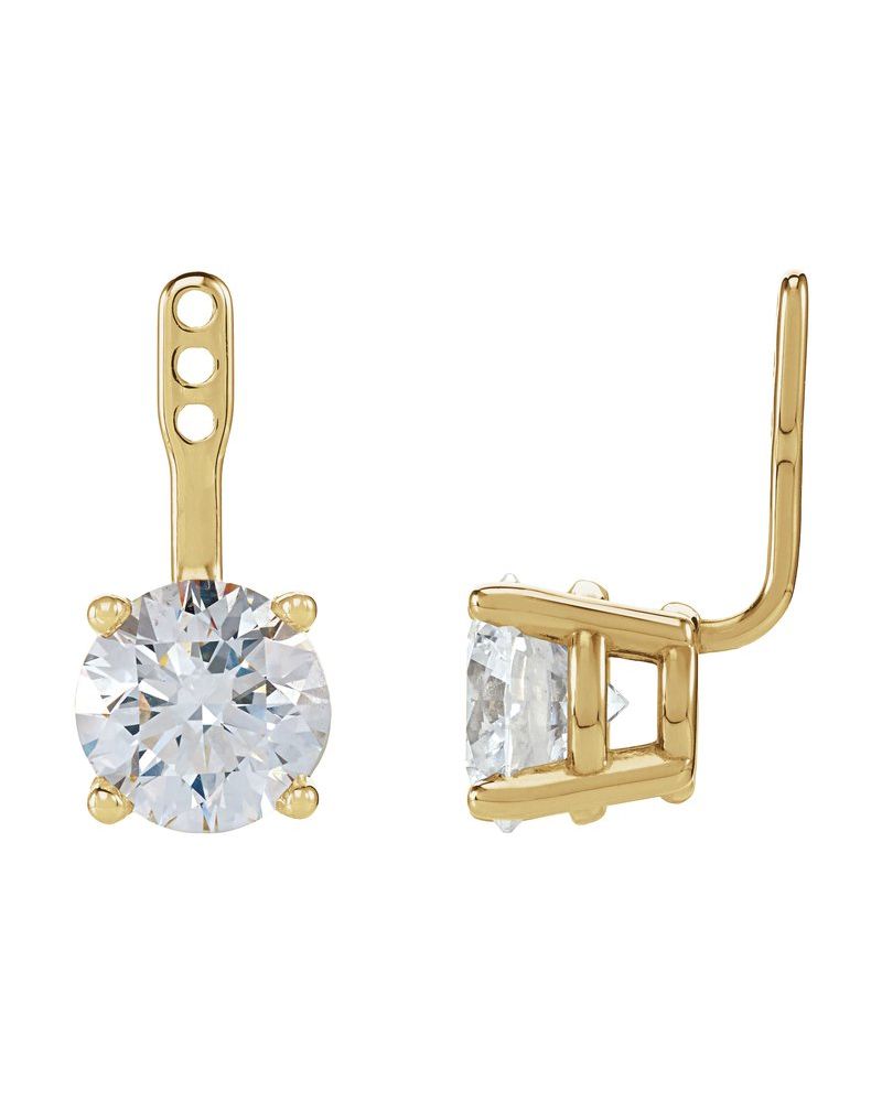 Jaqueta para Brinco Solitário em Ouro 14k com Diamantes de Laboratório