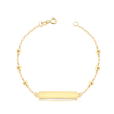 Pulseira Placa Quad/bol 2.5MM/ELO Clássico — Ouro 10K