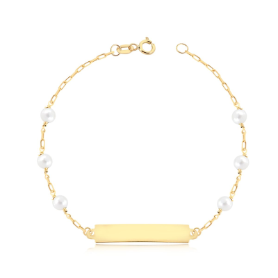 Pulseira Placa Quad/pef 3MM/ELO Clássico 13 — Ouro 10K