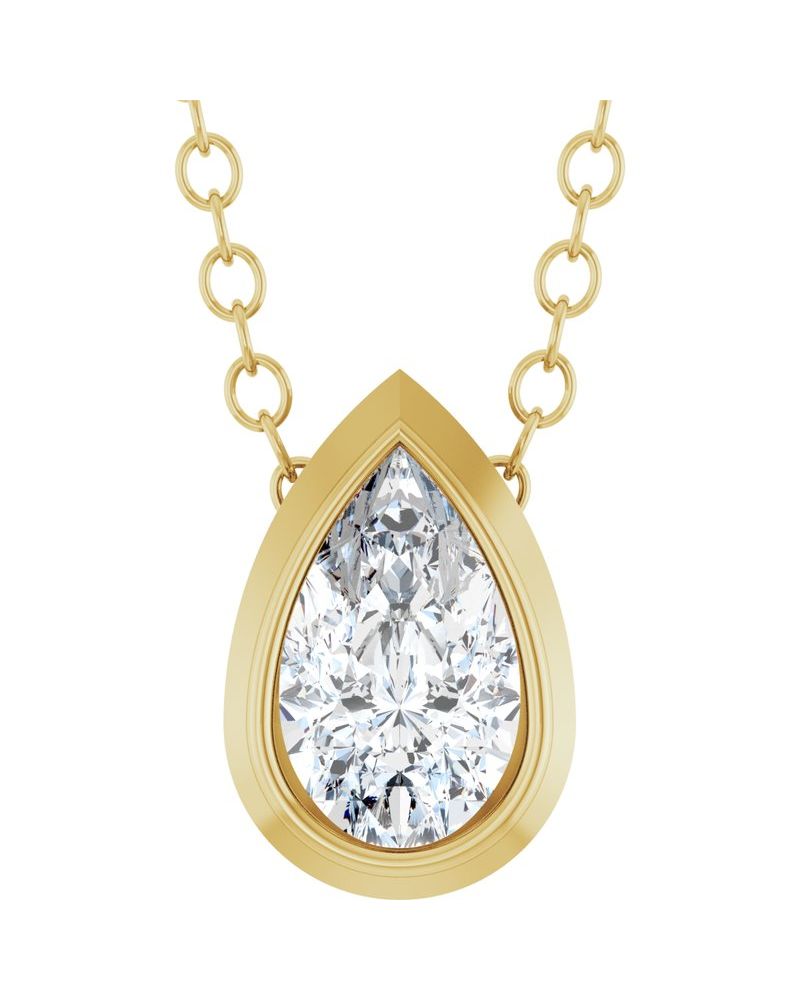 Colar Solitário em Ouro 14k com Diamantes de Laboratório – Modelo 8