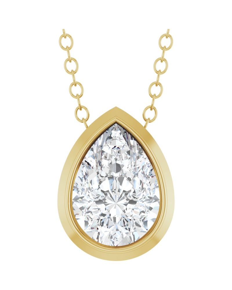 Colar Solitário em Ouro 14k com Diamantes de Laboratório – Modelo 8