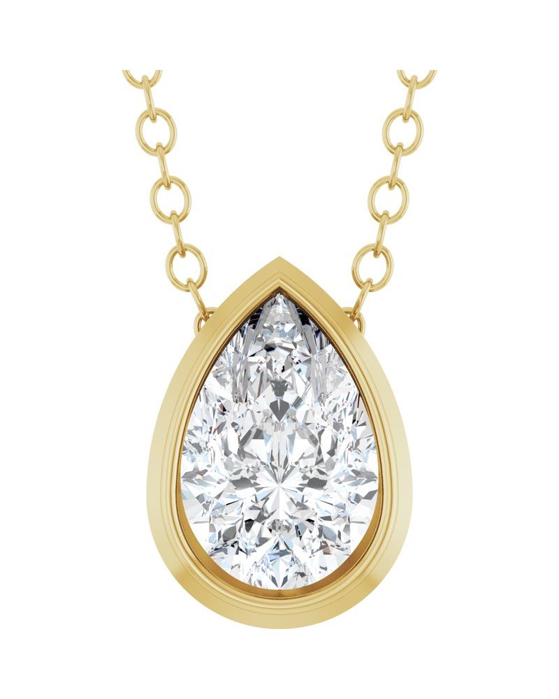 Colar Solitário em Ouro 14k com Diamantes de Laboratório – Modelo 8