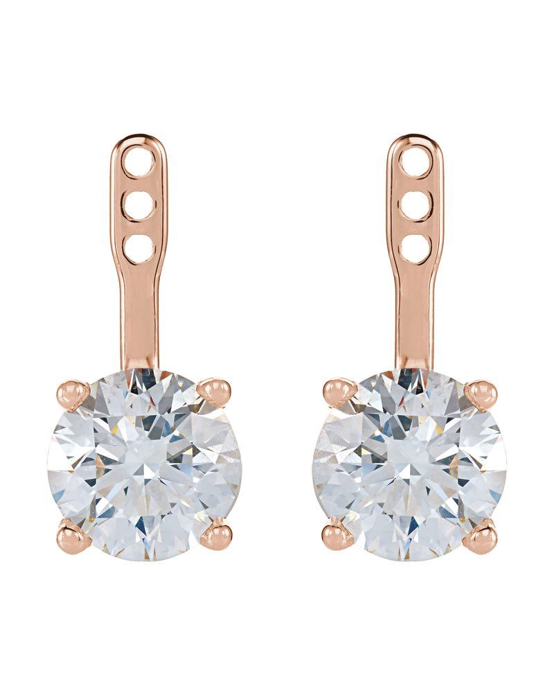 Jaqueta para Brinco Solitário em Ouro 14k com Diamantes de Laboratório