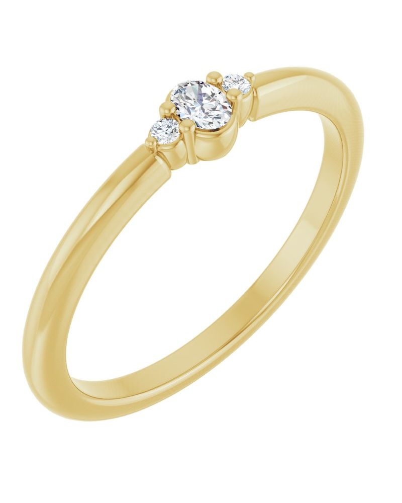 Anel Empilhável em Ouro 14k com Diamantes de Laboratório – Modelo 3