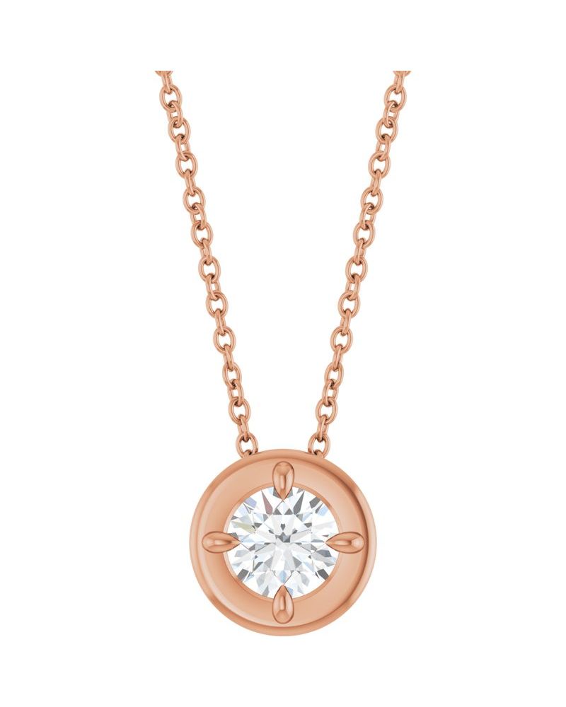 Colar Garras Pontudas Solitário Estilo Bezel em Ouro 14k com Diamantes de Laboratório – Modelo 3