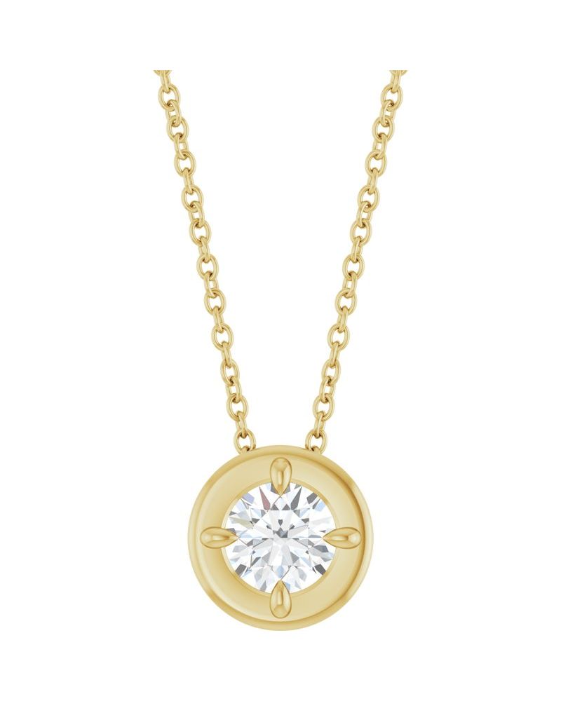 Colar Garras Pontudas Solitário Estilo Bezel em Ouro 14k com Diamantes de Laboratório – Modelo 3