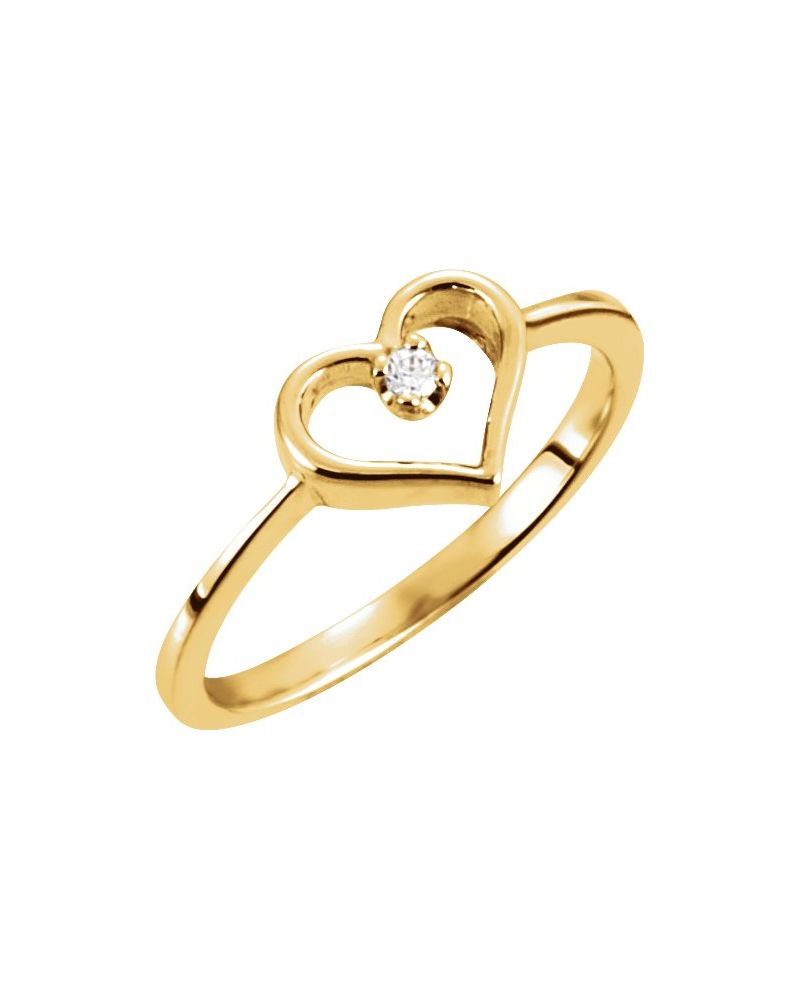 Anel Coração Infantil em Ouro 14k com Diamantes Naturais – Modelo 4