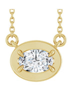 Colar Garras Pontudas Solitário Estilo Bezel em Ouro 14k com Diamantes de Laboratório