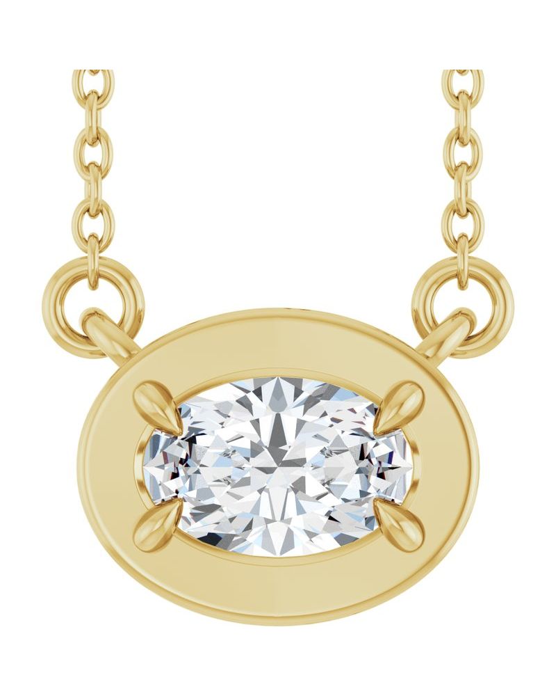 Colar Garras Pontudas Solitário Estilo Bezel em Ouro 14k com Diamantes de Laboratório