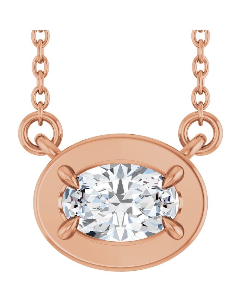 Colar Garras Pontudas Solitário Estilo Bezel em Ouro 14k com Diamantes de Laboratório