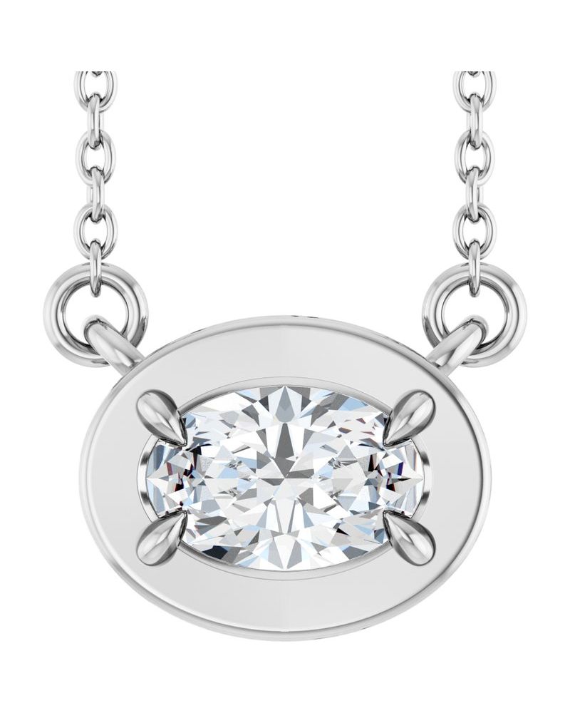Colar Garras Pontudas Solitário Estilo Bezel em Ouro 14k com Diamantes de Laboratório