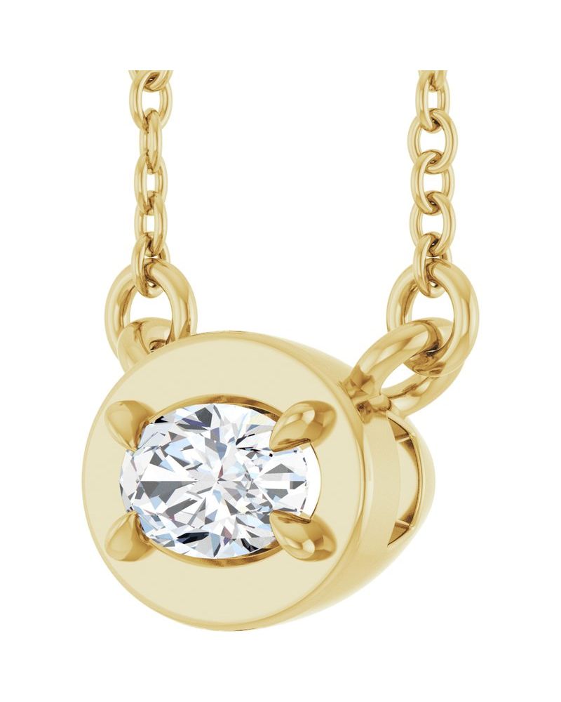 Colar Garras Pontudas Solitário Estilo Bezel em Ouro 14k com Diamantes de Laboratório