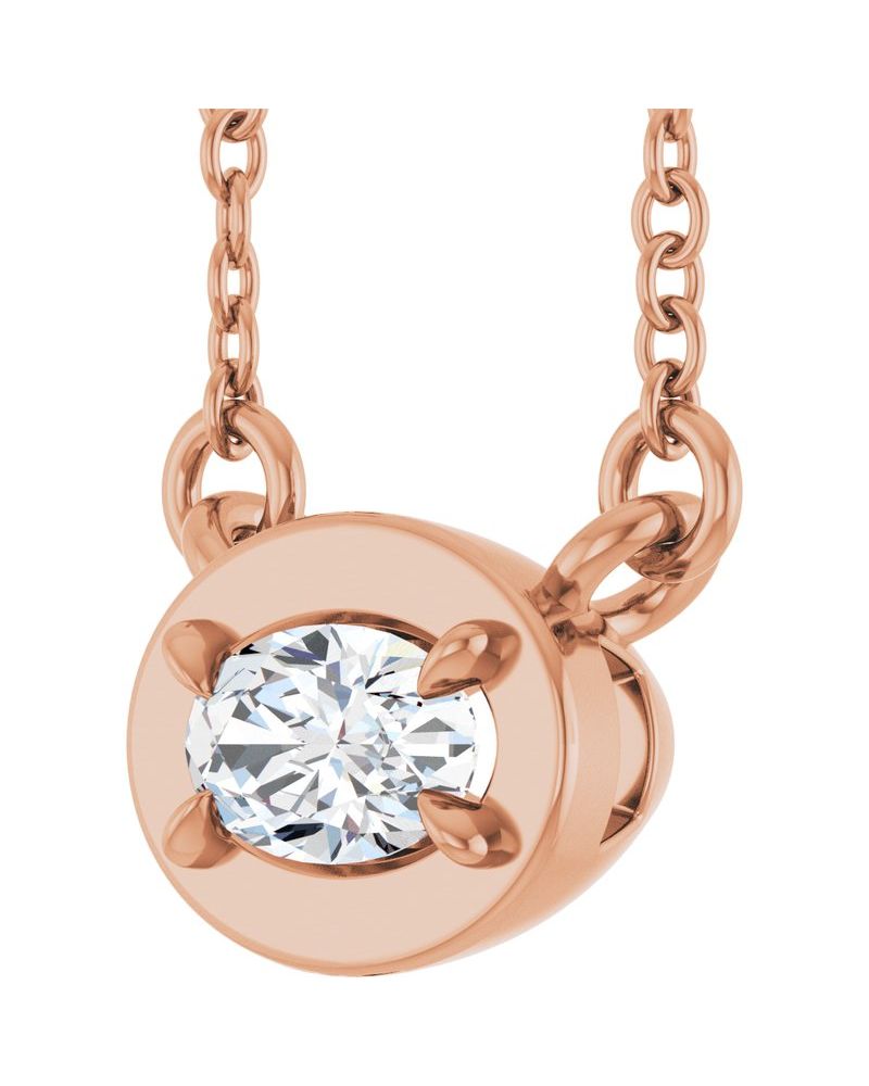 Colar Garras Pontudas Solitário Estilo Bezel em Ouro 14k com Diamantes de Laboratório