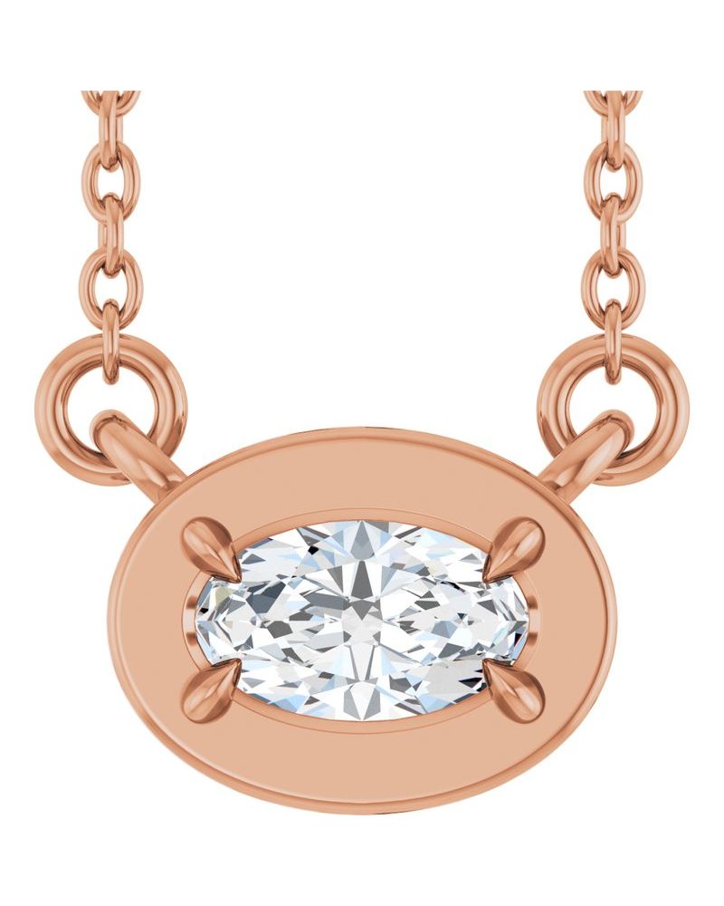Colar Garras Pontudas Solitário Estilo Bezel em Ouro 14k com Diamantes de Laboratório
