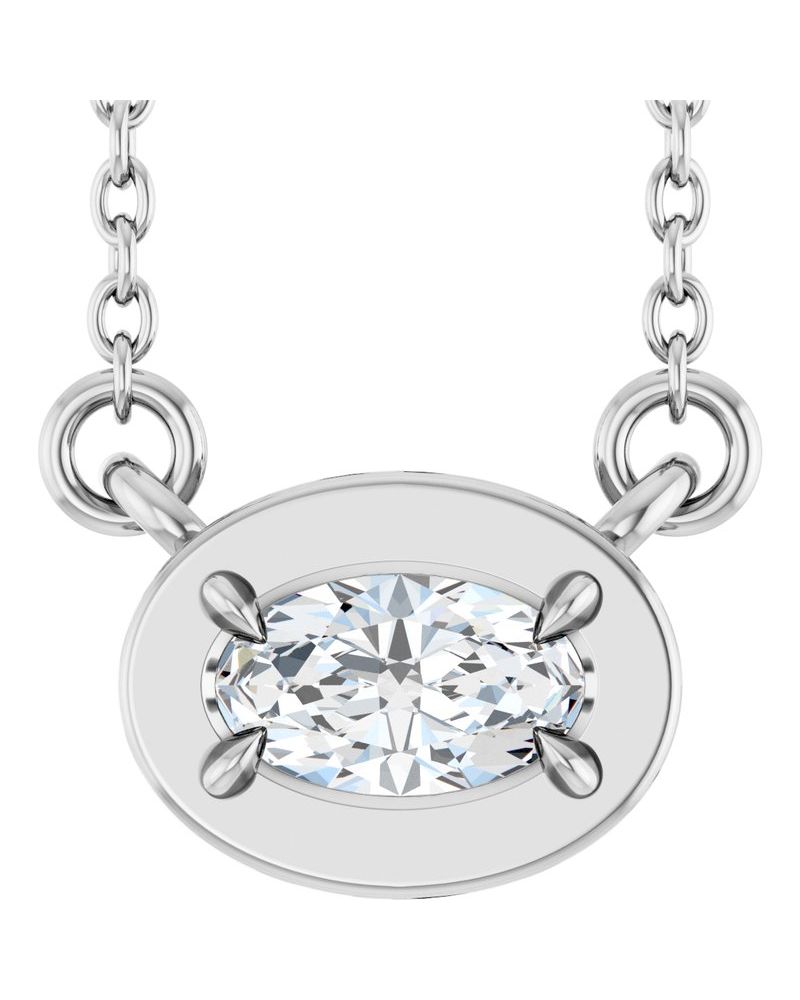 Colar Garras Pontudas Solitário Estilo Bezel em Ouro 14k com Diamantes de Laboratório