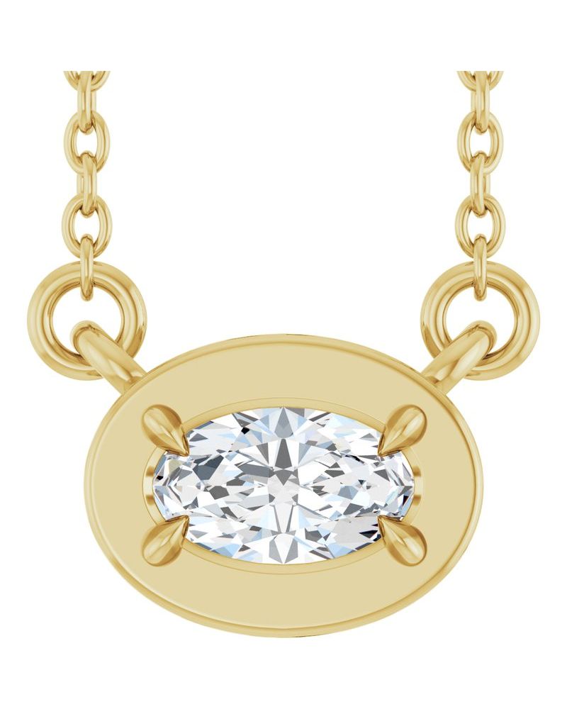 Colar Garras Pontudas Solitário Estilo Bezel em Ouro 14k com Diamantes de Laboratório