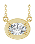 Colar Garras Pontudas Solitário Estilo Bezel em Ouro 14k com Diamantes de Laboratório