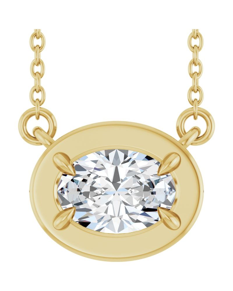 Colar Garras Pontudas Solitário Estilo Bezel em Ouro 14k com Diamantes de Laboratório