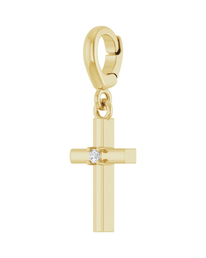 Pingente Cruz Cravejado em Ouro 14k com Diamantes de Laboratório – Modelo 8