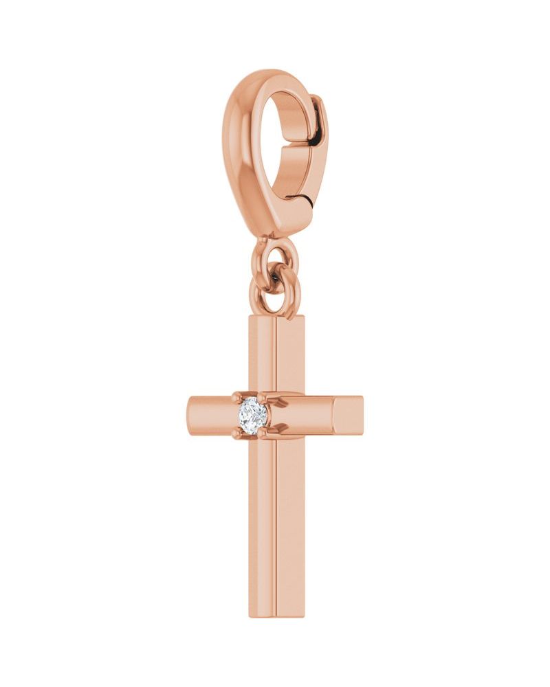 Pingente Cruz Cravejado em Ouro 14k com Diamantes de Laboratório – Modelo 8