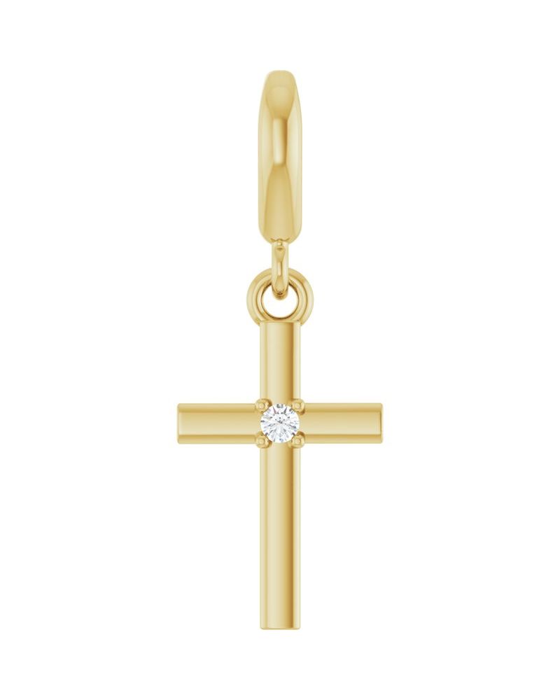 Pingente Cruz Cravejado em Ouro 14k com Diamantes de Laboratório – Modelo 8
