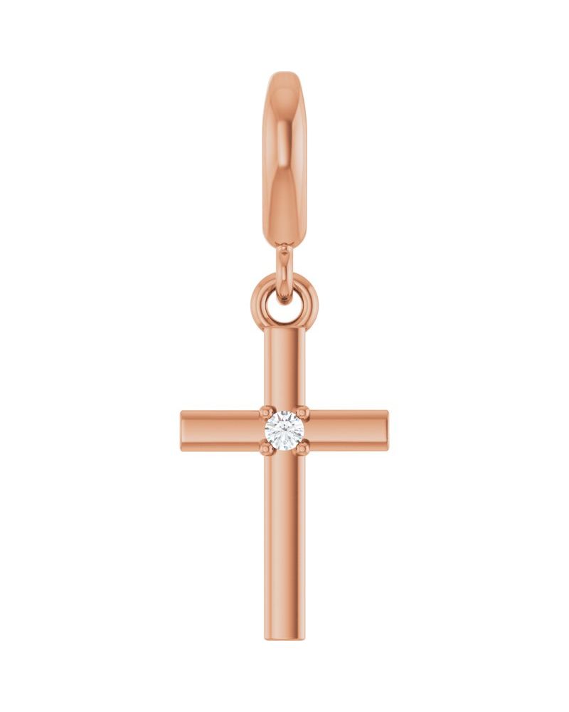 Pingente Cruz Cravejado em Ouro 14k com Diamantes de Laboratório – Modelo 8