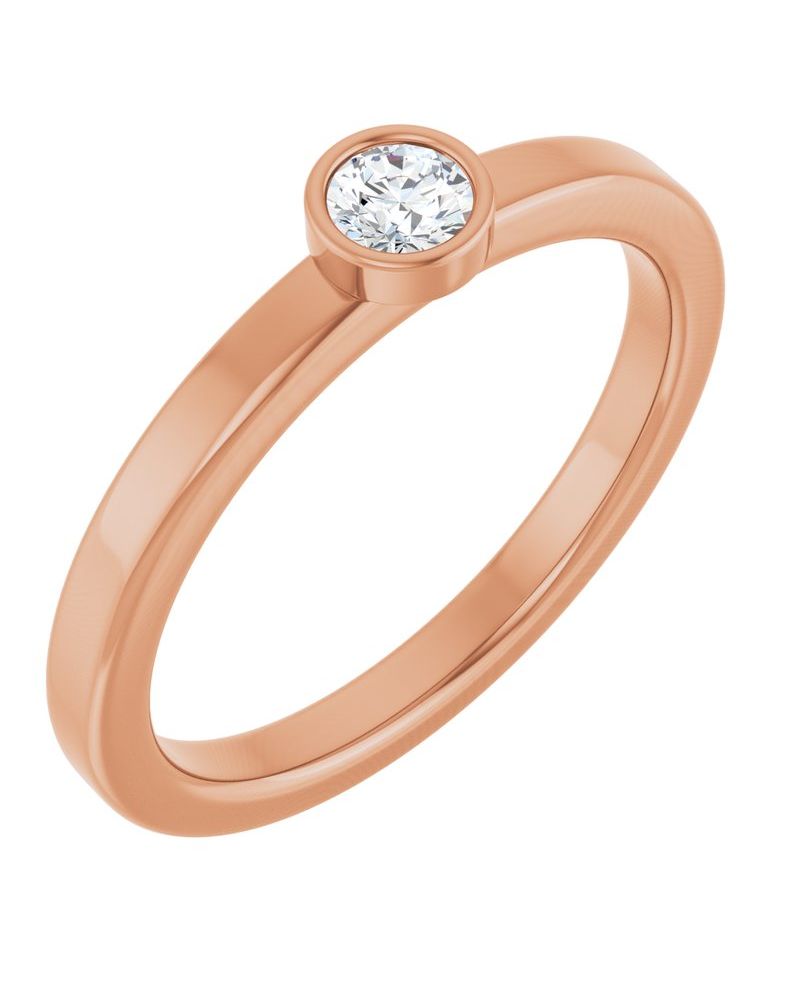 Anel Pedra do Mês Infantil com Cravação Bezel em Ouro 14k com Diamantes de Laboratório
