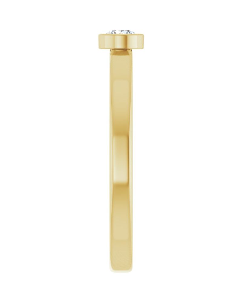 Anel Pedra do Mês Infantil com Cravação Bezel em Ouro 14k com Diamantes de Laboratório