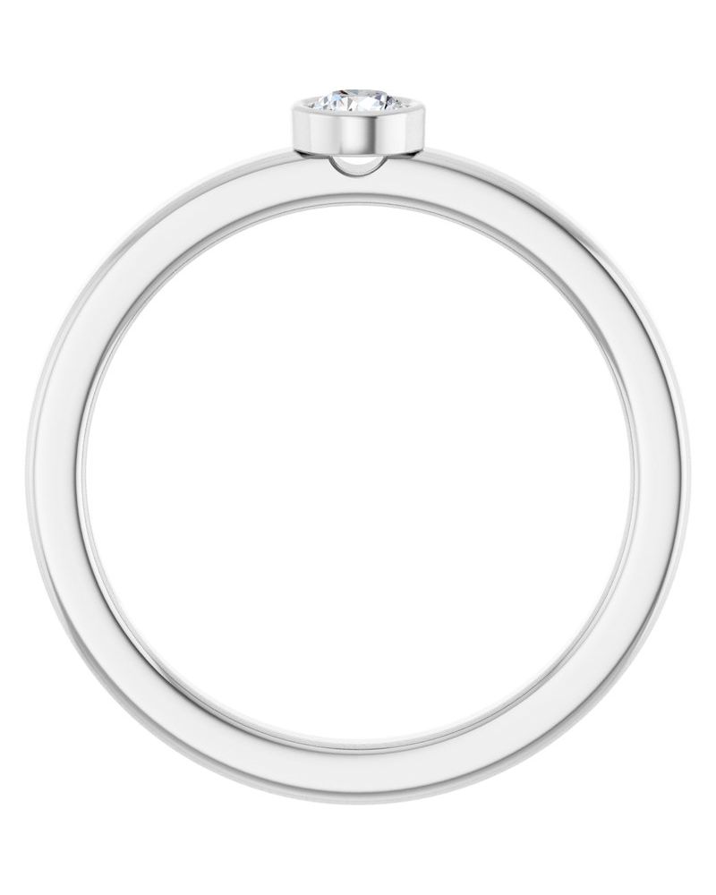 Anel Pedra do Mês Infantil com Cravação Bezel em Ouro 14k com Diamantes de Laboratório