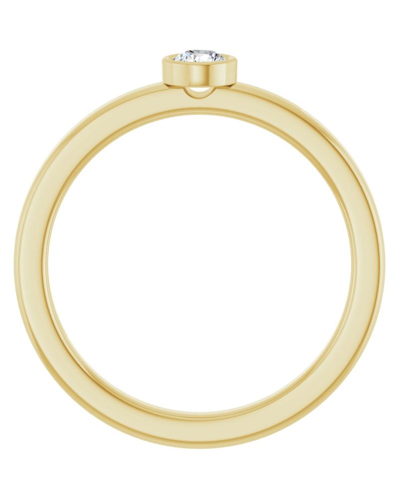 Anel Pedra do Mês Infantil com Cravação Bezel em Ouro 14k com Diamantes de Laboratório