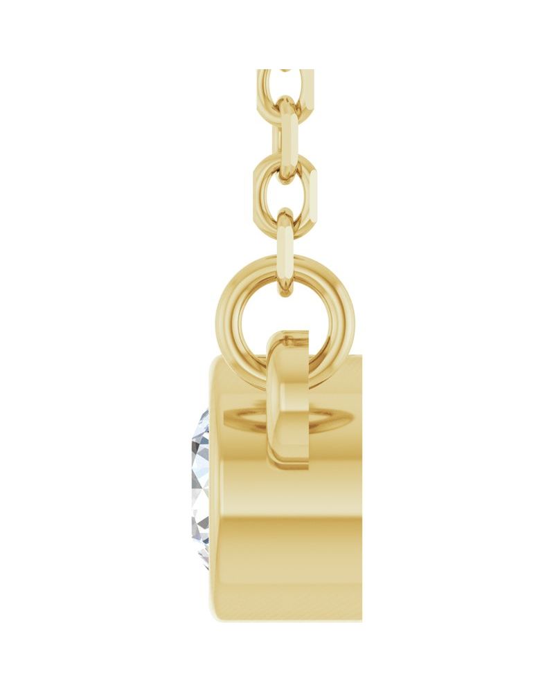 Colar Solitário Pedra do Mês Infantil com Cravação Bezel em Ouro 14k com Diamantes de Laboratório