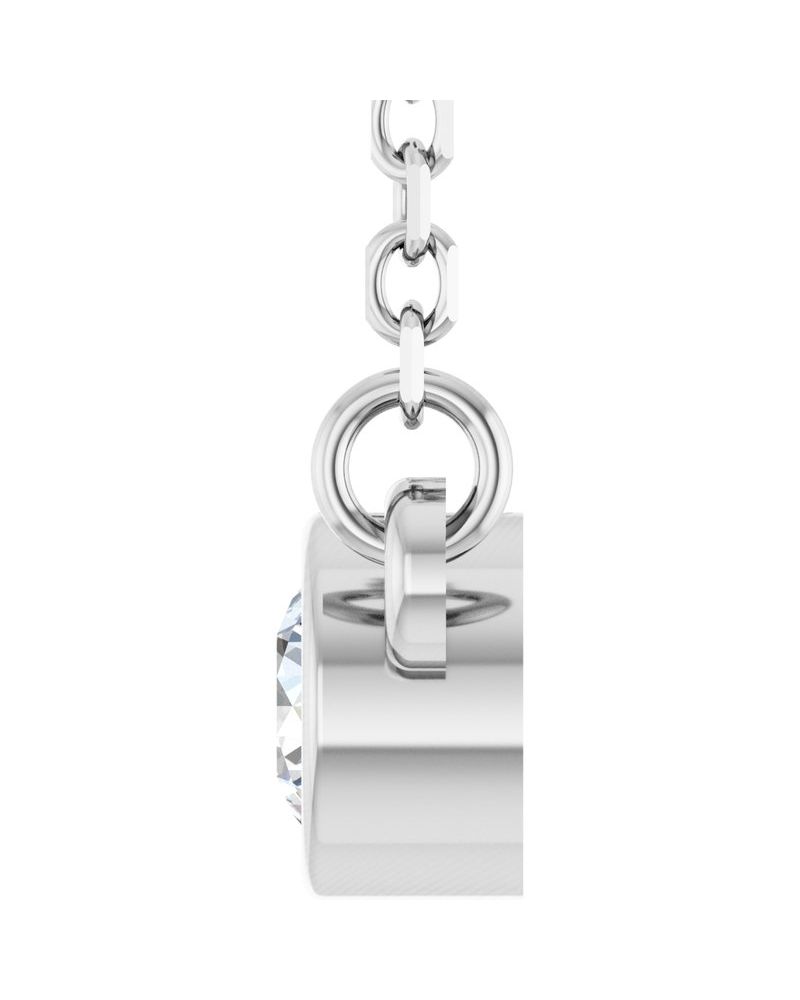 Colar Solitário Pedra do Mês Infantil com Cravação Bezel em Ouro 14k com Diamantes de Laboratório