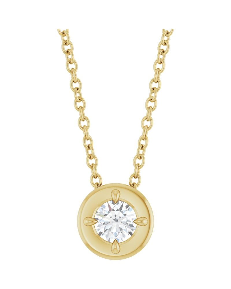 Colar Garras Pontudas Solitário Estilo Bezel em Ouro 14k com Diamantes de Laboratório – Modelo 3