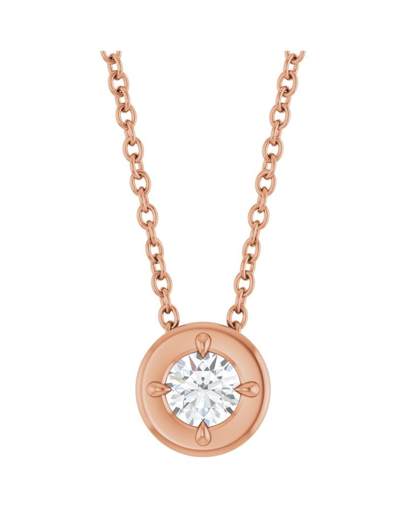 Colar Garras Pontudas Solitário Estilo Bezel em Ouro 14k com Diamantes de Laboratório – Modelo 3