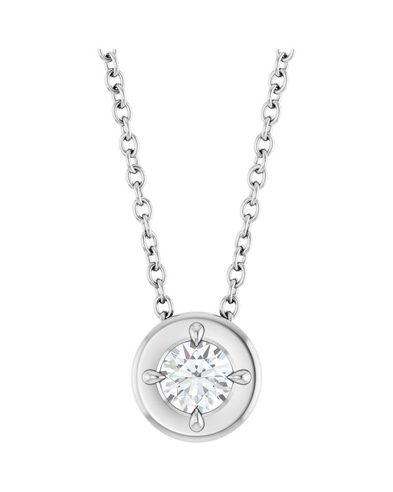 Colar Garras Pontudas Solitário Estilo Bezel em Ouro 14k com Diamantes de Laboratório – Modelo 3