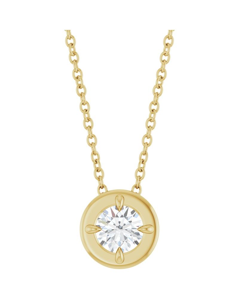 Colar Garras Pontudas Solitário Estilo Bezel em Ouro 14k com Diamantes de Laboratório – Modelo 3