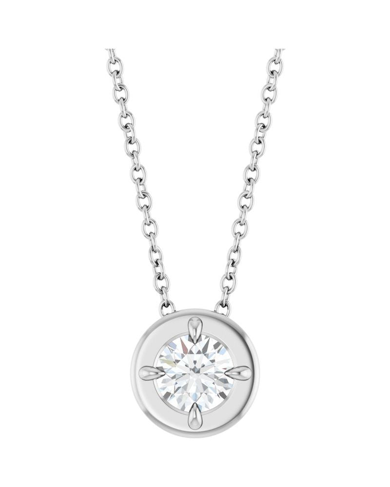 Colar Garras Pontudas Solitário Estilo Bezel em Ouro 14k com Diamantes de Laboratório – Modelo 3