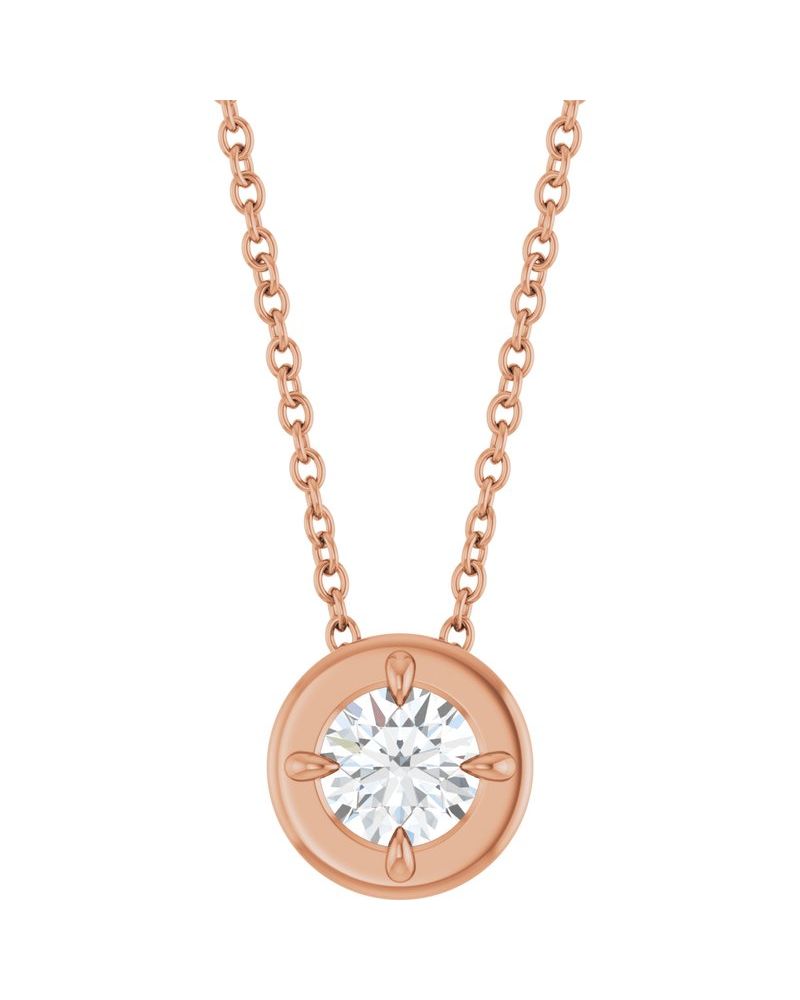 Colar Garras Pontudas Solitário Estilo Bezel em Ouro 14k com Diamantes de Laboratório – Modelo 3