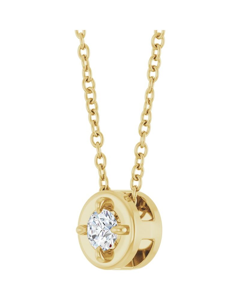 Colar Garras Pontudas Solitário Estilo Bezel em Ouro 14k com Diamantes de Laboratório – Modelo 3