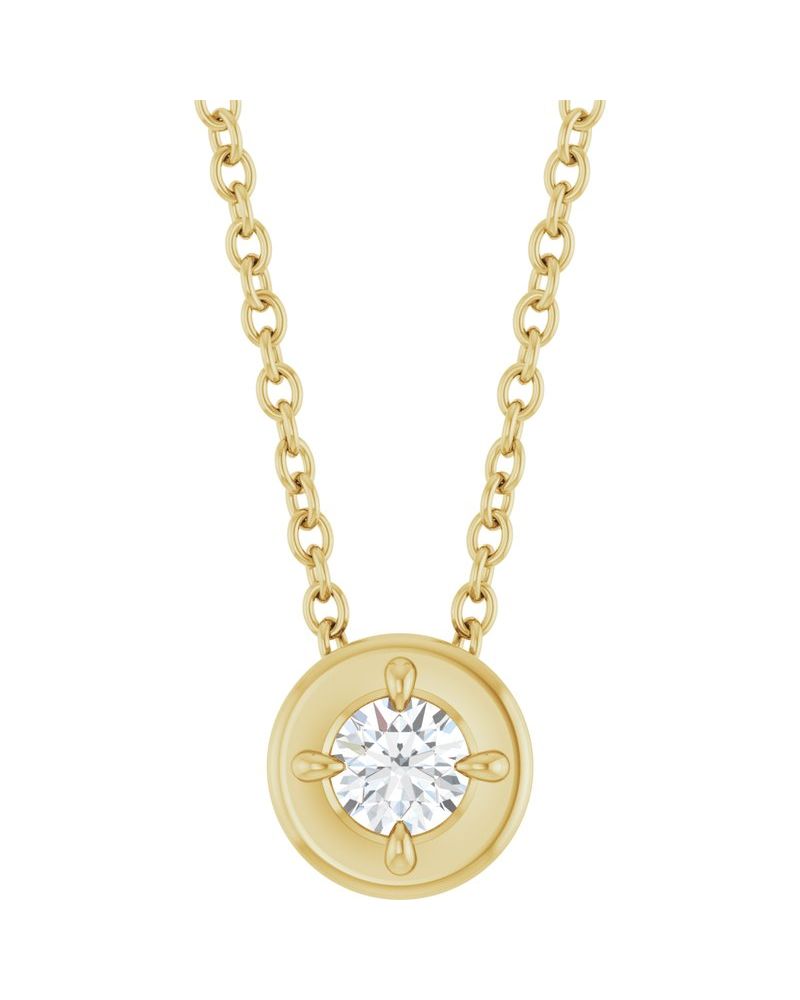 Colar Garras Pontudas Solitário Estilo Bezel em Ouro 14k com Diamantes de Laboratório – Modelo 3