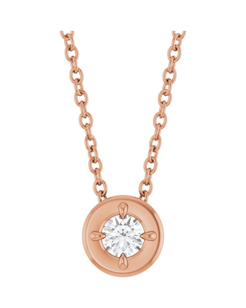 Colar Garras Pontudas Solitário Estilo Bezel em Ouro 14k com Diamantes de Laboratório – Modelo 3