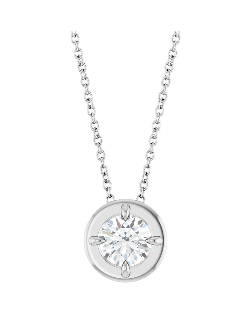Colar Garras Pontudas Solitário Estilo Bezel em Ouro 14k com Diamantes de Laboratório – Modelo 3
