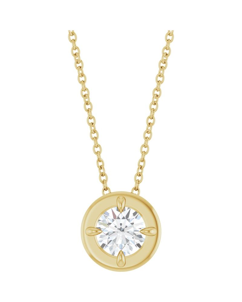Colar Garras Pontudas Solitário Estilo Bezel em Ouro 14k com Diamantes de Laboratório – Modelo 3
