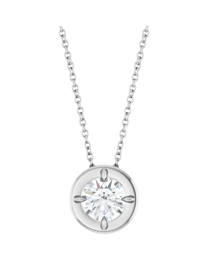 Colar Garras Pontudas Solitário Estilo Bezel em Ouro 14k com Diamantes de Laboratório – Modelo 3